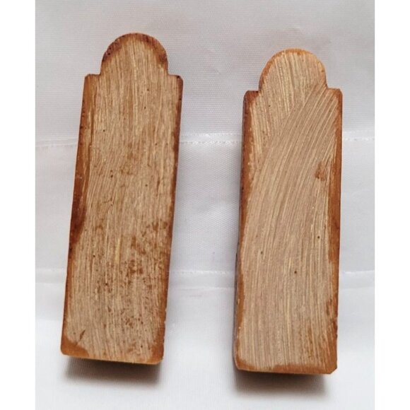 Vintage Set of 2 Miniature Dollhouse Wood Doorstops With Chess Piece Design - Picture 7 of 7